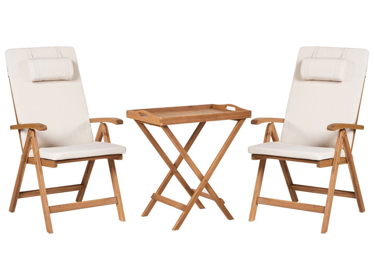 Zestaw mebli balkonowych JAVA PREMIUIM Drewno akacjowe Jasnobeżowy