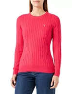 Swetry damskie - GANT Damski sweter bawełniany z dekoltem w kształcie litery C, magenta różowy, standardowy, magenta różowy, XS - miniaturka - grafika 1
