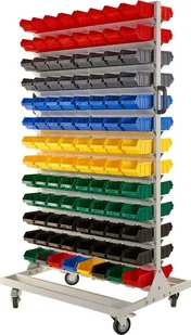 qBox Regał do pojemników warsztatowych, jezdny. Wym: 1740x940x700mm 208 pojemników Regał bez pojemników - Pojemniki przemysłowe - miniaturka - grafika 1