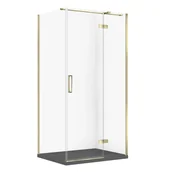 Kabiny prysznicowe - Kabina prysznicowa Cersanit Jota 100x80x195 prostokątna złoty transparentne z brodzikiem tako slim szary mat S601-386 - miniaturka - grafika 1