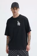 Koszulki męskie - New Era t-shirt bawełniany męski kolor czarny z nadrukiem LOS ANGELES DODGERS - miniaturka - grafika 1