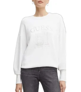 GUESS BIAŁY SWETER DAMSKI Z NADRUKIEM I DŁUGIM RĘKAWEM S GMA - Swetry damskie - miniaturka - grafika 1