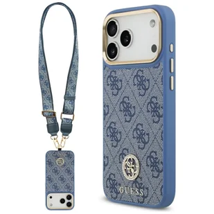 Etui Guess 4G Strass Logo & Big Strap Metal Buttons MagSafe do iPhone 17 Pro Max niebieski - Etui i futerały do telefonów - miniaturka - grafika 1