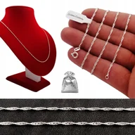 Łańcuszki - DELIKATNY SREBRNY ŁAŃCUSZEK SINGAPUR PR 925 NA IMIENINY URODZINY ROCZNICĘ - miniaturka - grafika 1