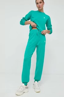 Spodnie damskie - Patrizia Pepe spodnie dresowe damskie kolor zielony gładkie - grafika 1
