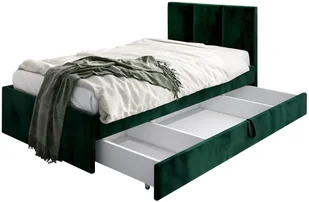 Łóżko młodzieżowe VIVO 2 120x200 zielone z tapicerowanym panelem i szufladą MKPOL - Łóżka dla dzieci i młodzieży - miniaturka - grafika 1