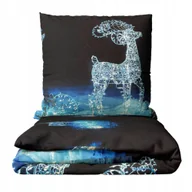 Pościel - KOMPLET POŚCIELI 160x200 + 2 x 70x80 RENIFER GIRLANDA ŚWIĄTECZNA - miniaturka - grafika 1