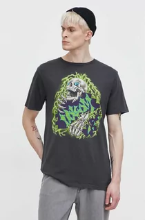 Koszulki męskie - Volcom t-shirt bawełniany męski kolor szary z nadrukiem - grafika 1