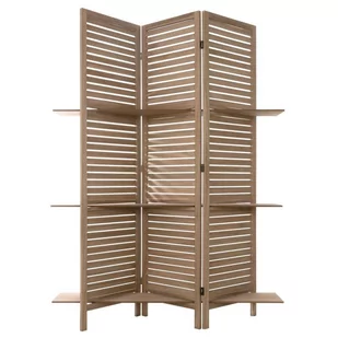 Parawan Drewniany Z Półkami Brązowy - Parawany - miniaturka - grafika 1