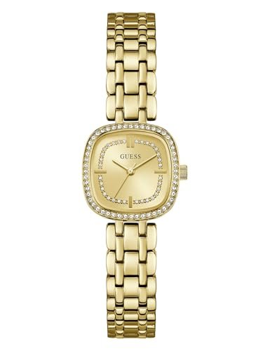 Guess Hazel GW1018L2 damski kwarcowy analogowy zegarek ze stali nierdzewnej 25 mm, silikonowy pasek, złoty, 5 barów, szampańska tarcza