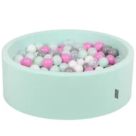 Suche baseny - KiddyMoon basen z piłkami 90 x 30 cm, 200 piłek,  7 cm, basen z kolorowymi piłkami, dla niemowląt, okrągły, miętowy: przezroczysty/szary/biały/różowy/miętowy. - miniaturka - grafika 1