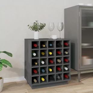 Szafka na wino, szary, 55,5x34x61 cm, lite drewno sosnowe - Kredensy - miniaturka - grafika 1