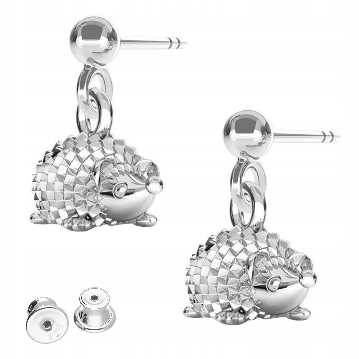 Kolczyki Srebrne Wkrętki z Jeżami Zwierzęta Jeże Jeżyki Jeż SREBRO 925