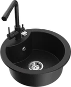 Zlewozmywaki z baterią - Mexen Diego zlewozmywak granitowy 1-komorowy z baterią kuchenną Duero, czarny - 6512-77-671600-70 - miniaturka - grafika 1
