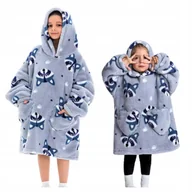 Bluzy dla dziewczynek - KOC BLUZA Oversize Kocobluza Dziecięca 2w1 Szop Pracz Szopek Piżama Kocyk - miniaturka - grafika 1