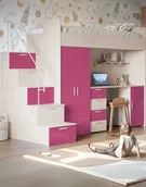Krzesełka i taborety dla dzieci - Meblościanka Raj 4 kaszmir połysk - pokój dziecięcy, młodzieżowy z materacem i stelażem kaszmir + róż - miniaturka - grafika 1