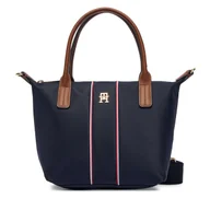 Torebki damskie - Torebka Tommy Hilfiger Popette Mini Tote Corp AW0AW17707 Granatowy - miniaturka - grafika 1