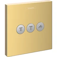 Zawory i kraniki - Hansgrohe 15764990 ShowerSelect Zawór odcinający do 3 odbiorników montaż podtynkowy element zewnętrzny złoty optyczny polerowany - miniaturka - grafika 1