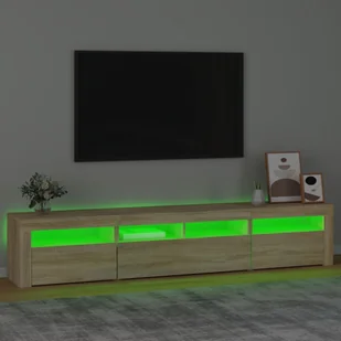 Lumarko Szafka pod TV z oświetleniem LED, dąb sonoma, 210x35x40 cm - Szafki RTV - miniaturka - grafika 5