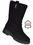 Kozaki damskie - Kozaki damskie skórzane wysokie ocieplane JK/B-3-219 czarne roz. 39 - miniaturka - grafika 1