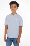 Koszulki dla chłopców - Tommy Hilfiger t-shirt bawełniany dziecięcy kolor niebieski gładki - miniaturka - grafika 1