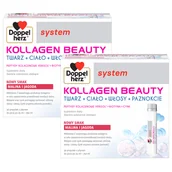 Włosy, skóra, paznokcie - Zestaw Doppelherz System Kollagen Beauty, smak malina i jagoda, 2 x 30 ampułek - miniaturka - grafika 1