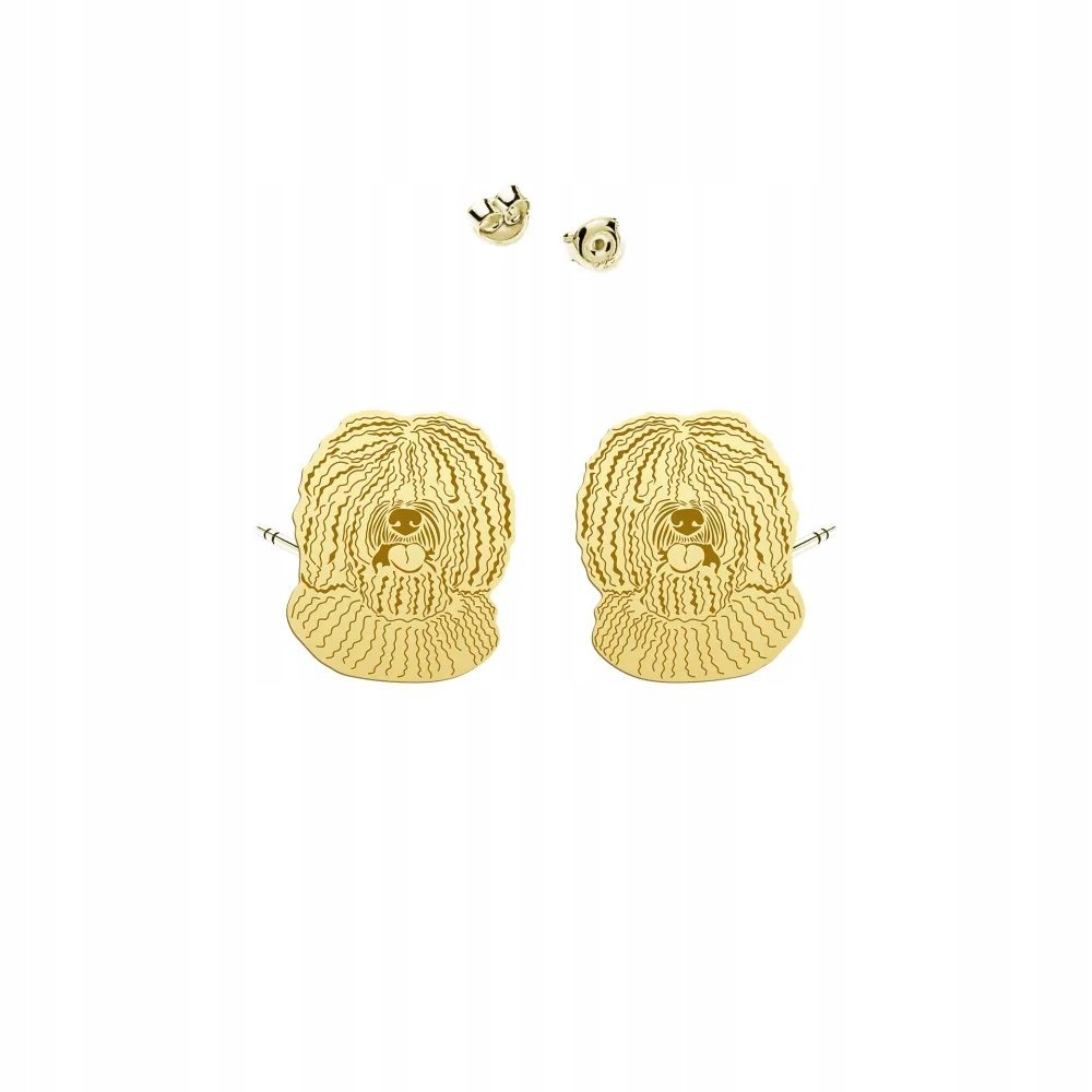 Kolczyki Pozłacane z psem Hiszpański Pies Dowodny sztyfty 925 DEDYKACJA