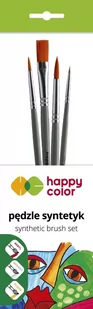 Zestaw pędzli syntetycznych mix B 4 szt Happy Color - Pędzle - miniaturka - grafika 1