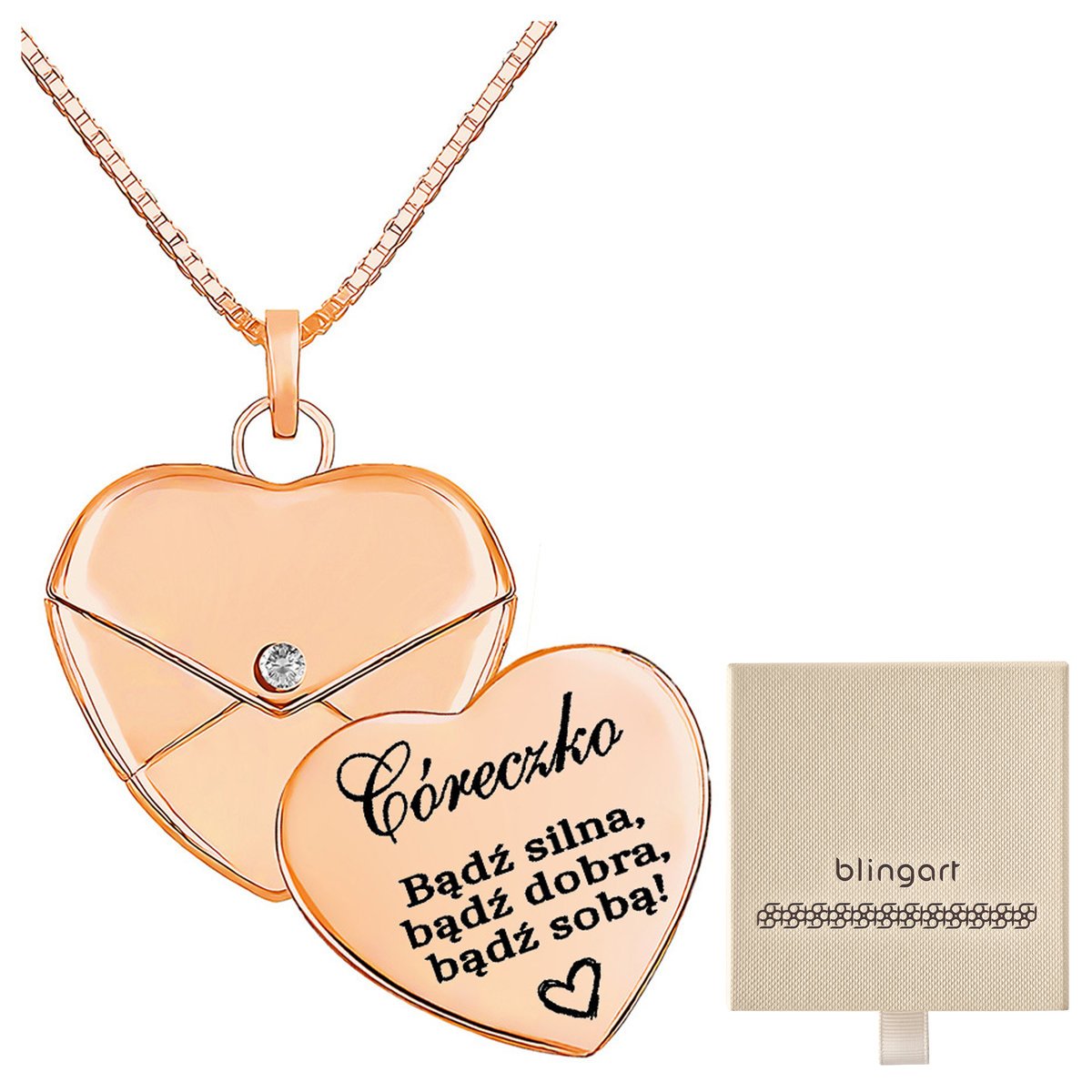Naszyjnik damski Z GRAWEREM różowo złoty otwierane