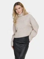 Swetry damskie - ONLY Golf Melanie 15321177 Beżowy Regular Fit - miniaturka - grafika 1
