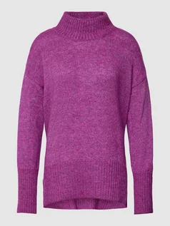 Swetry damskie - Sweter z wywijanym kołnierzem o kroju oversized z dodatkiem wełny - grafika 1
