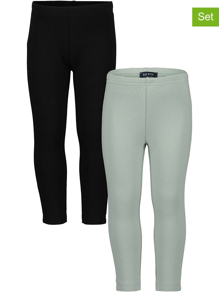 Blue Seven Legginsy (2 pary) w kolorze turkusowo-czarnym