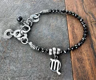 Bransoletki - Bransoletka ZODIAK z czarnym turmalinem - SKORPION - miniaturka - grafika 1