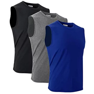 Koszulki sportowe męskie - MeetHoo męska koszulka bez rękawów bez rękawów, szybkoschnąca, oddychająca koszulka do biegania, Czarny+niebieski+szary, M - grafika 1
