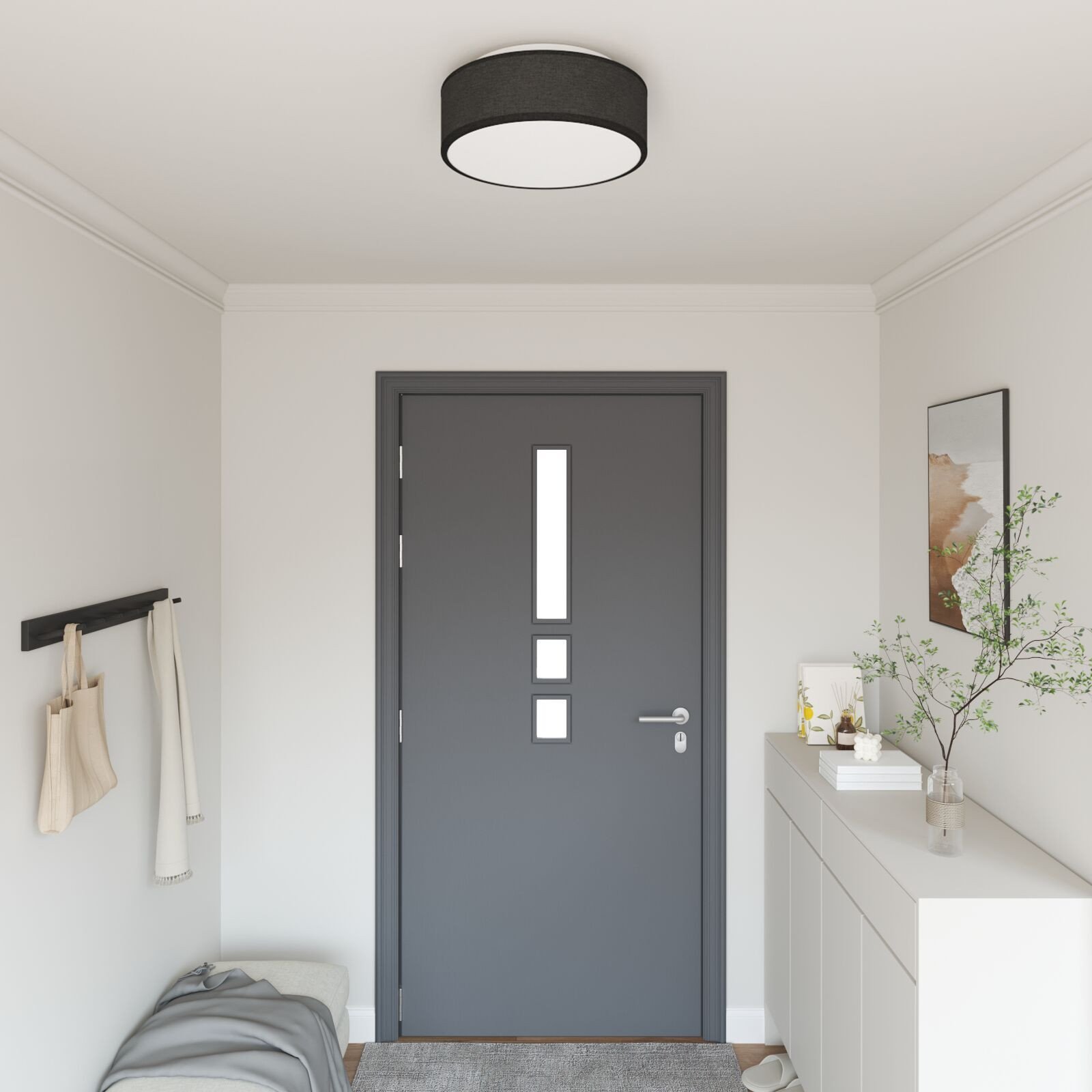 Lampa sufitowa vidaXL Czarna Tkanina 38 x 38 x 13.5 cm Minimalistyczna