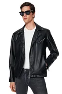 Kurtki męskie - TRENDYOL MAN KURTKA MĘSKA RAMONESKA CZARNA Z ZAMKIEM I KLAPAMI L 5DA - miniaturka - grafika 1