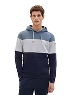 Bluzy męskie - TOM TAILOR Męska bluza z kapturem o wyglądzie Cutline, 32506-dusty dark teal, S - miniaturka - grafika 1