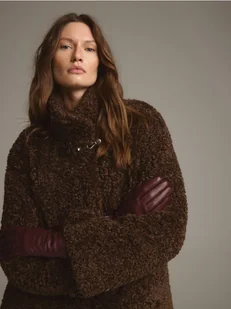 Reserved - Skórzane rękawiczki - bordowy - Rękawiczki - miniaturka - grafika 1