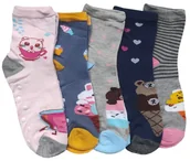 Skarpetki dla dzieci - ABS Antypoślizgowe Skarpetki Dziewczęce Bawełniane ZWIERZĄTKA 5-PAR 19-22 - miniaturka - grafika 1