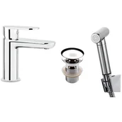 Baterie umywalkowe - DEANTE DEANTE ALPINIA BGA027M bateria umywalkowa ze słuchawką typu bidetta z click-clack z przelewem CHROM BGA_027M - miniaturka - grafika 1