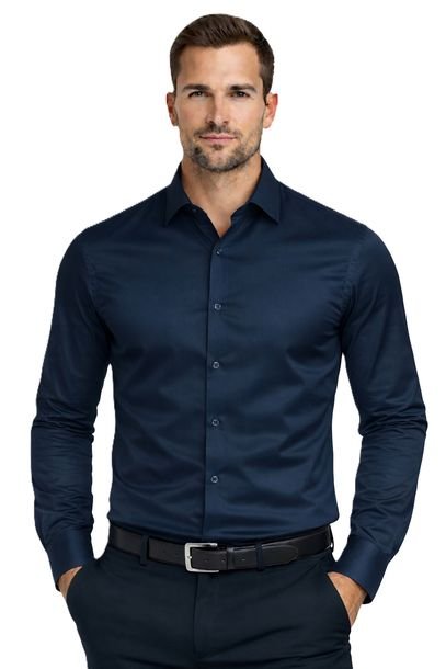 ESPADA - KOSZULA MĘSKA GRANATOWA 97% bawełna 3% elastan slim fit elegancka