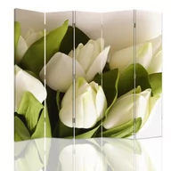 Parawany - Parawan dwustronny obrotowy FEEBY, Białe Tulipany Kwiaty 180x170 - miniaturka - grafika 1