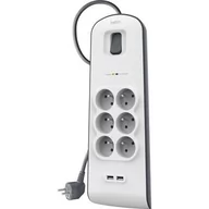 Listwy zasilające - Belkin Listwa zasilająca Przeciwprzepięciowa 6a2 m 2x USB BSV604ca2M - miniaturka - grafika 1