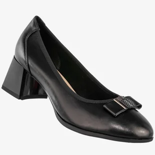 Czółenka Damskie Skórzane Buty na Obcasie Eleganckie Półbuty Czarne Filippo Czarny 40 - Półbuty damskie - miniaturka - grafika 1