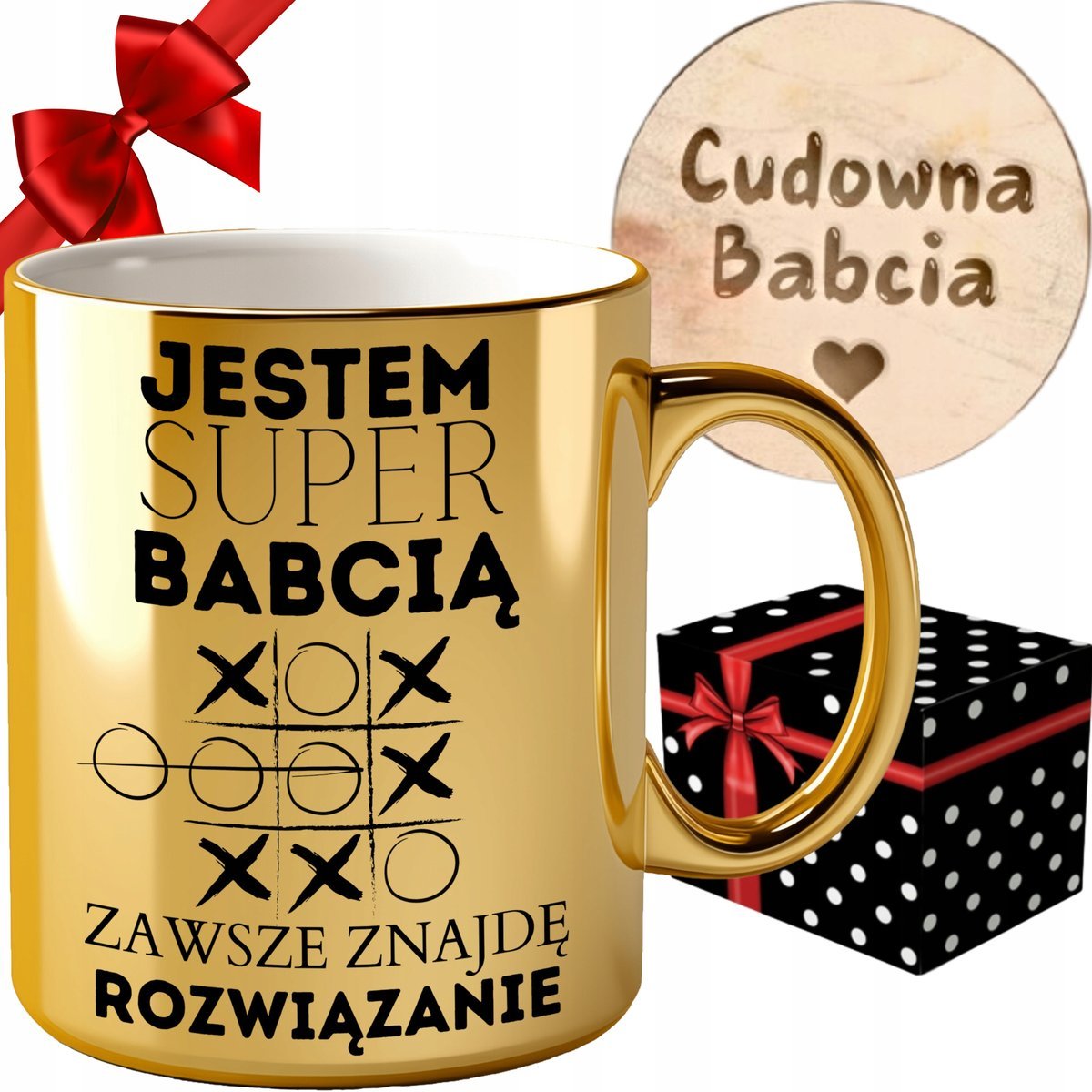 KUBEK Z WŁASNYM NADRUKIEM NAPISEM ZESTAW PREZENTOWY PREZENT DZIEŃ BABCI