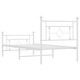 Metalowa rama łóżka z wezgłowiem i zanóżkiem, biała, 90x200 cm Lumarko! - Łóżka - miniaturka - grafika 8