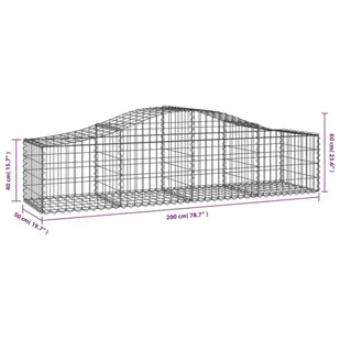 Kosze gabionowe, 18 szt, 200x50x40/60 cm, galwanizowane żelazo - Ogrodzenia - miniaturka - grafika 7