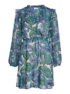 Vila Damska sukienka letnia Vifalia Fine V-Neck L/S, Lapis Blue/Aop: fine, 42 - Sukienki - miniaturka - grafika 1