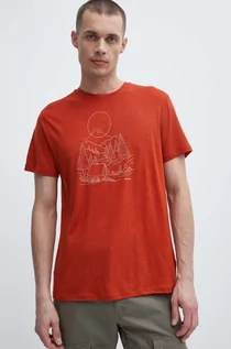 Koszulki męskie - Icebreaker t-shirt sportowy Merino 150 Tech Lite III kolor czerwony z nadrukiem IB0A56X1A841 - grafika 1