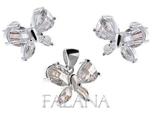 Srebrny komplet Motyle cyrkoniami mz294 -9,2g.